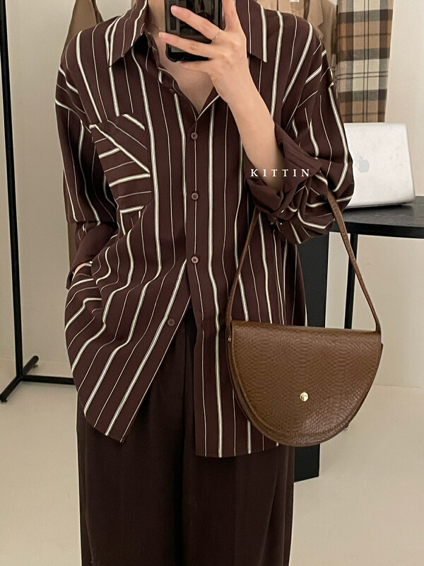 【KITTIN】Korean style Tencel striped shirt 8670