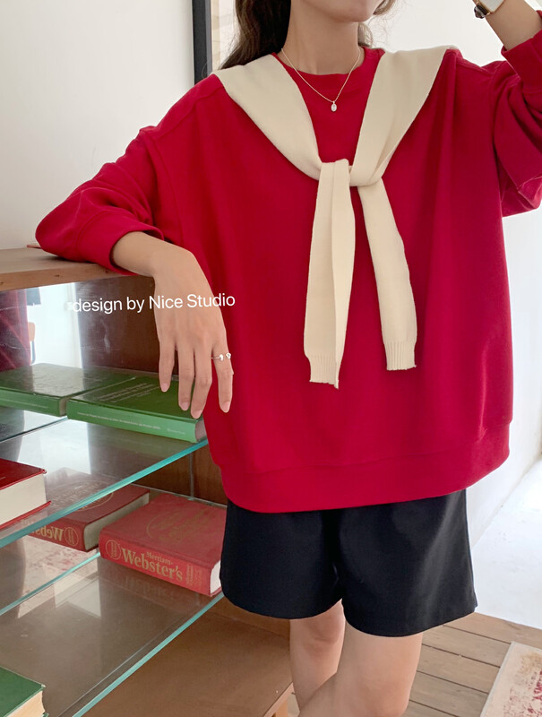 New in autumn! [NICE STUDIO] Candy color round neck pullover sweater (with shawl) 8581-1# ZXL