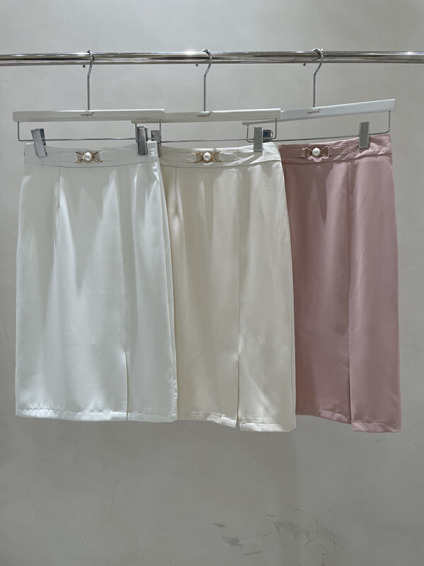 [HANNA Hanna] Temperament commuter high waist slit thin A-line skirt M1103T# JHY