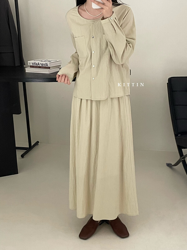 【KITTIN】Korean Simple Casual Tencel Cotton Skirt 603FW
