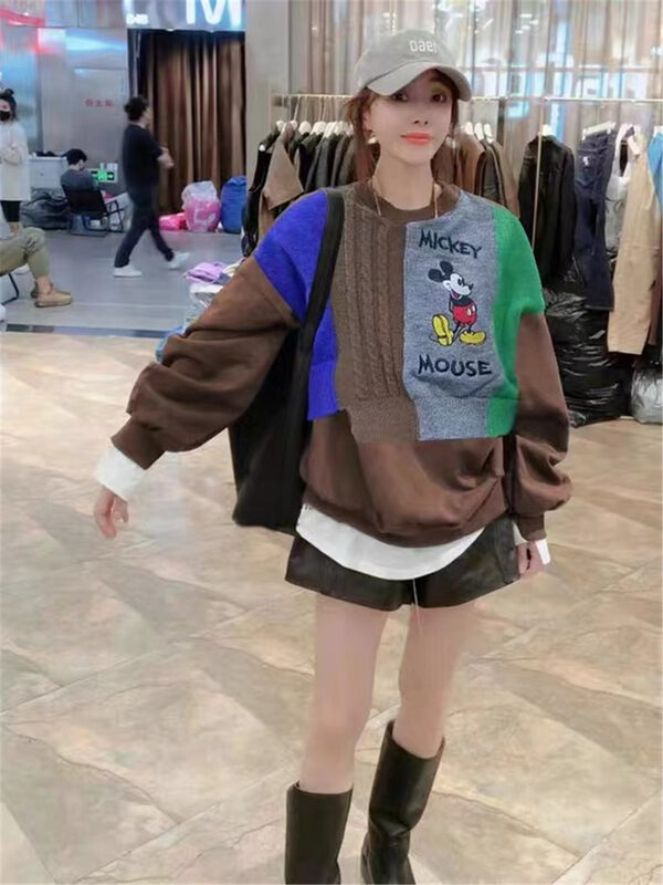 New in autumn! [Jinhan] Stitched embroidered loose sweater 8178# GYJ