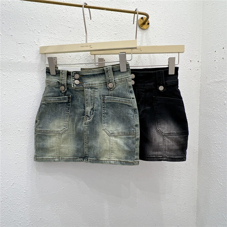 Autumn models are new! [Xiaoyanjia] Retro Slim High Waist Skirt 2205# XYJ