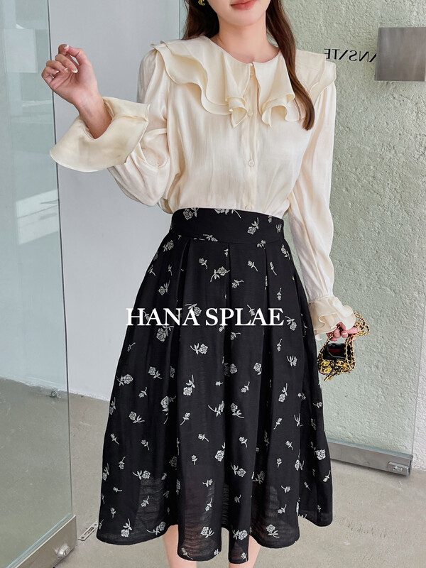 New in autumn! [HANNA Hanna] French ruffled stitching temperament commuter shirt H10276# JHY