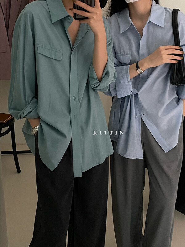 【KITTIN】Korean style design pouch flap side button shirt 8615FW# FHX