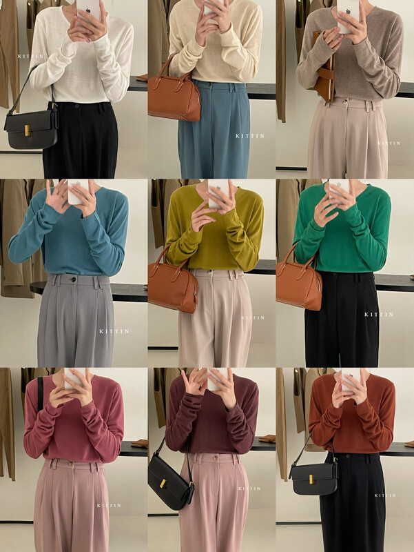 【KITTIN】Korean skin-friendly wool bottoming shirt 1355