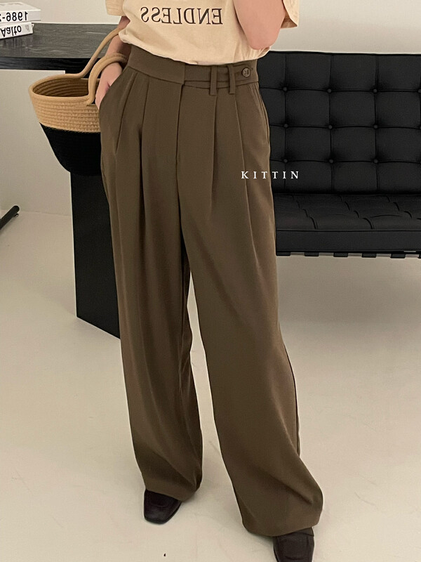 【KITTIN】Korean Style Drape Side Button Suit Casual Pants 9139# FHX