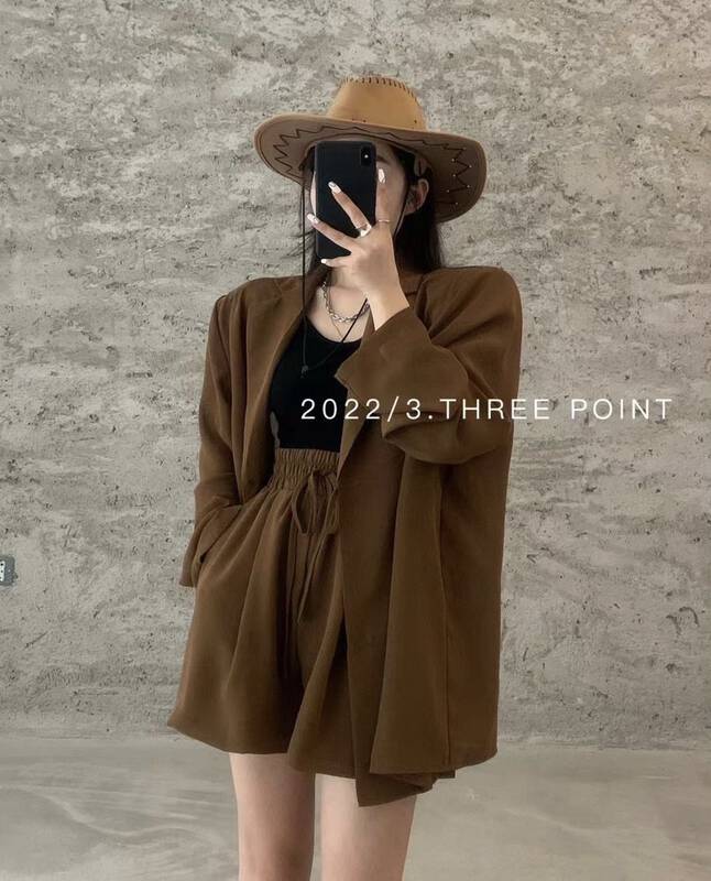 New in early autumn!【3.THREE POINT】Korean Single Breasted Shirt + Elastic Waist Loose Casual Pants Set 6005# ZXL