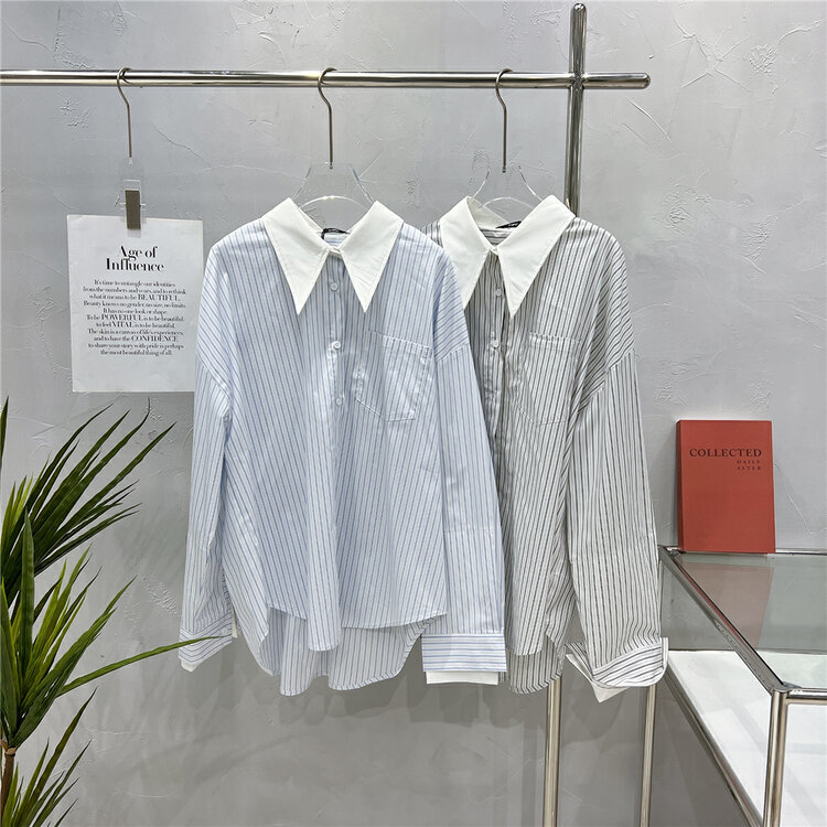 New in early autumn! [THE LIMO] Design striped all-match thin shirt YS1-6677# GYJ