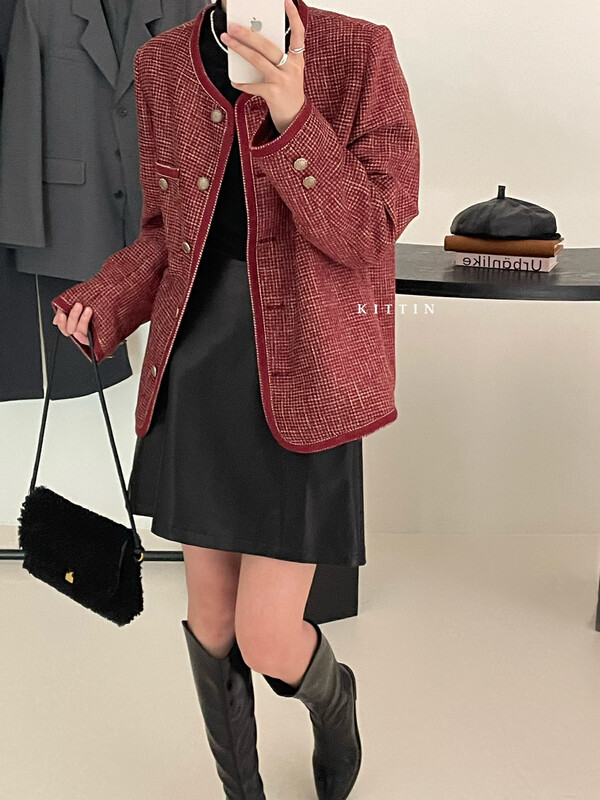【KITTIN】Korean Small Fragrance Fine Line Short Jacket 265