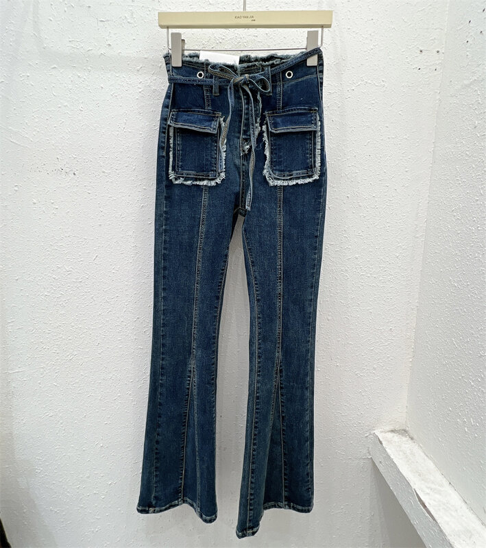New in autumn! [Xiaoyanjia] casual basic flared jeans (with waist rope) 1109# XYJ