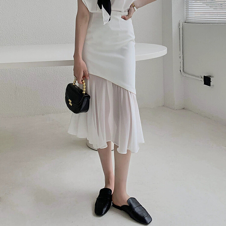 [HANNA Hanna] Chiffon High Waist Slim Skirt YS1-1085t# JHY
