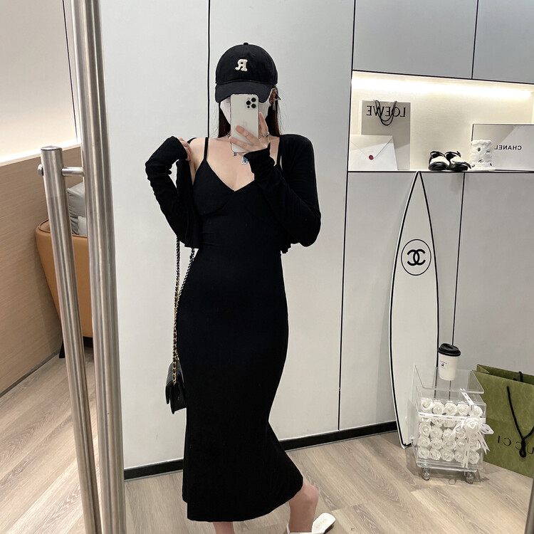 New in early autumn!【XINYUANJIEYI Aragaki Yui】Korean version of fashion sexy suspenders tube top slim fit one-piece dress + simple suit 870A# PCZ