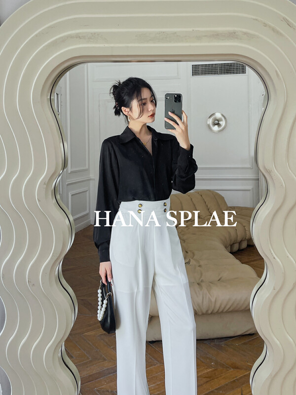 New in early autumn! [HANNA Hanna] temperament and fashionable commuter shirt (with chain) H10229# JHY