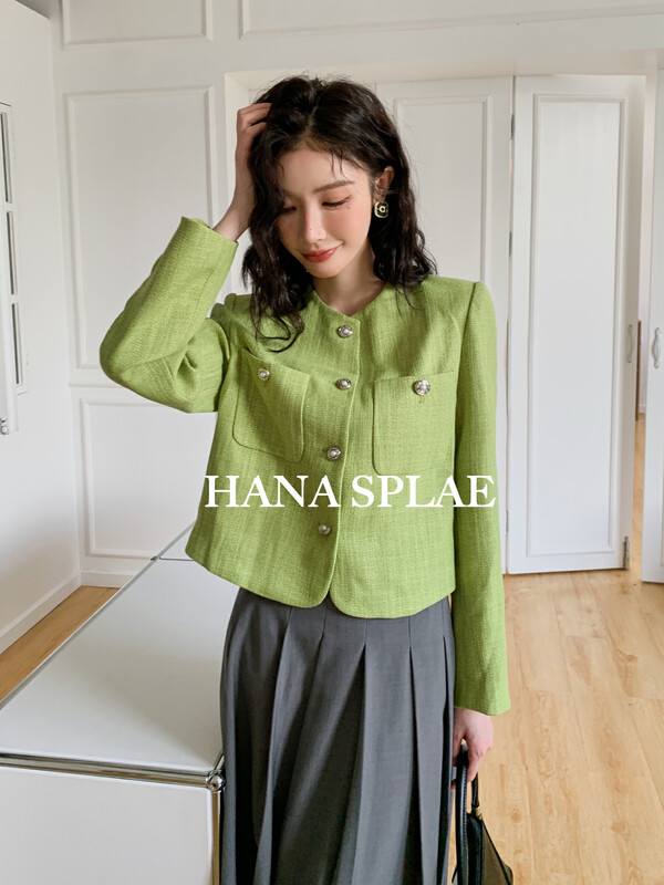 Autumn is new! [HANNA Hanna] French elegant small fragrance single-breasted short coat H5509# JHY