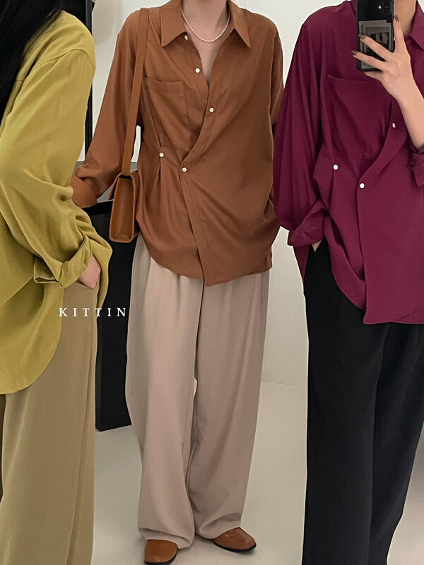 【KITTIN】Korean Design Side Button Pocket Shirt 8605