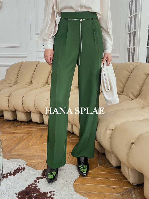 New in early autumn! [HANNA Hanna] High-quality straight, comfortable and versatile trousers (with chain) H3292# JHY