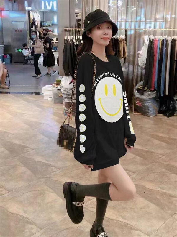 New in autumn! [Jinhan] Smiley Print Loose Sweater YS2-8146# GYJ