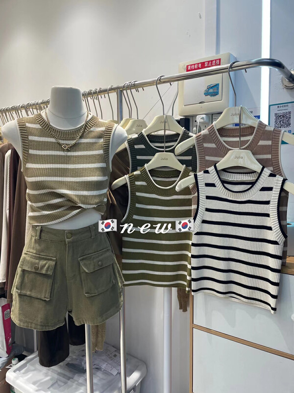 Early autumn new style! [JULIA] round neck striped knitted vest/sling YS1-2015# PCZ