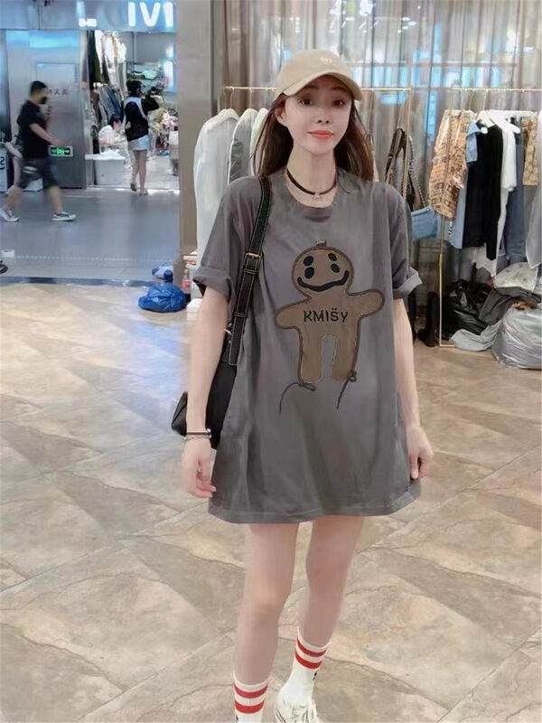 New in autumn! [Jinhan] Bear fashion personality short-sleeved T-shirt YS1-8069# GYJ