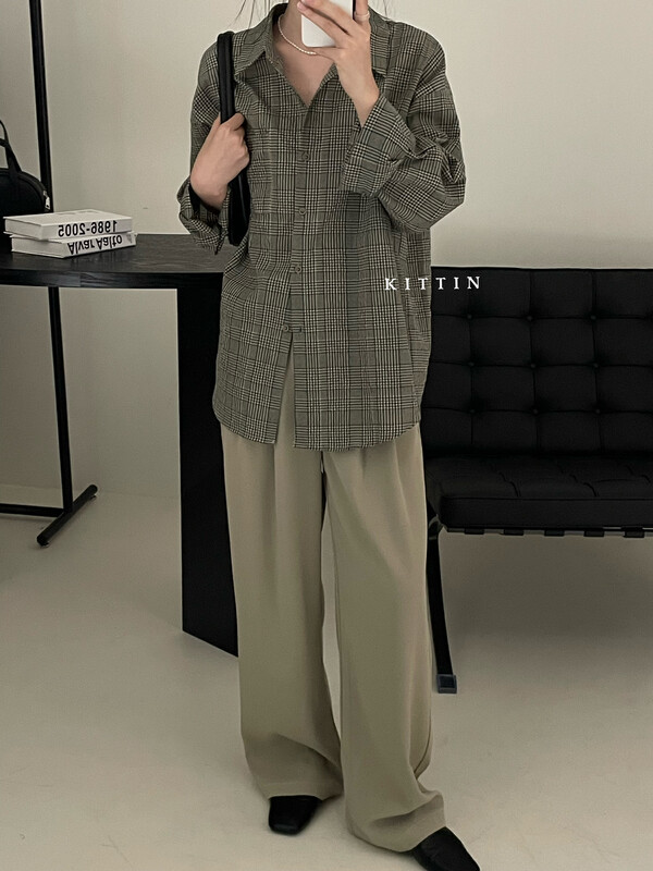 【KITTIN】Korean Style Plaid Pocket Shirt 8631FW