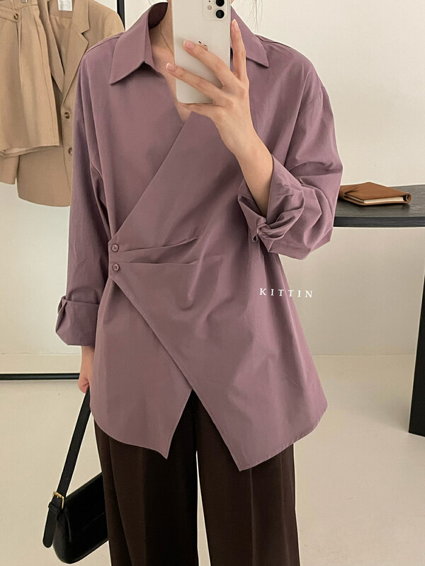 【KITTIN】Korean style design cotton side button shirt 8656FW