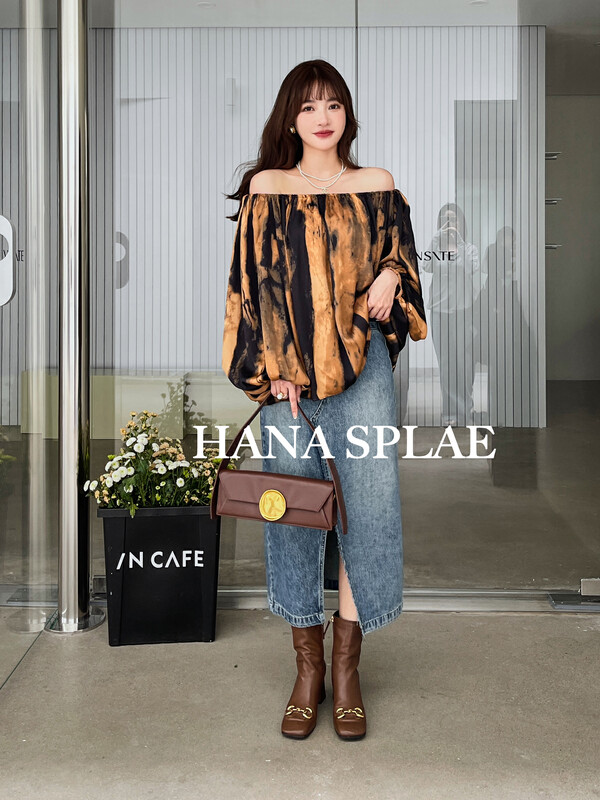 [HANNA Hanna] [Hanna] Elegant and sweet one-word collar shirt 22 autumn new shirt H3366# JHY