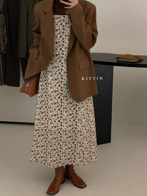 【KITTIN】Korean style brushed print suspender dress 5158