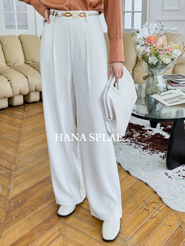 New in early autumn! [HANNA Hanna] commuter high waist slim pearl trousers (with detachable decoration) H3291# JHY
