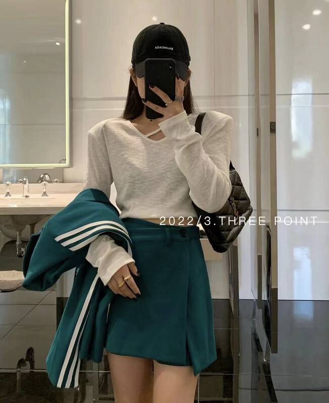 Autumn is new! [3.THREE POINT] round neck, waistless, careful machine long-sleeved T-shirt 6113# ZXL