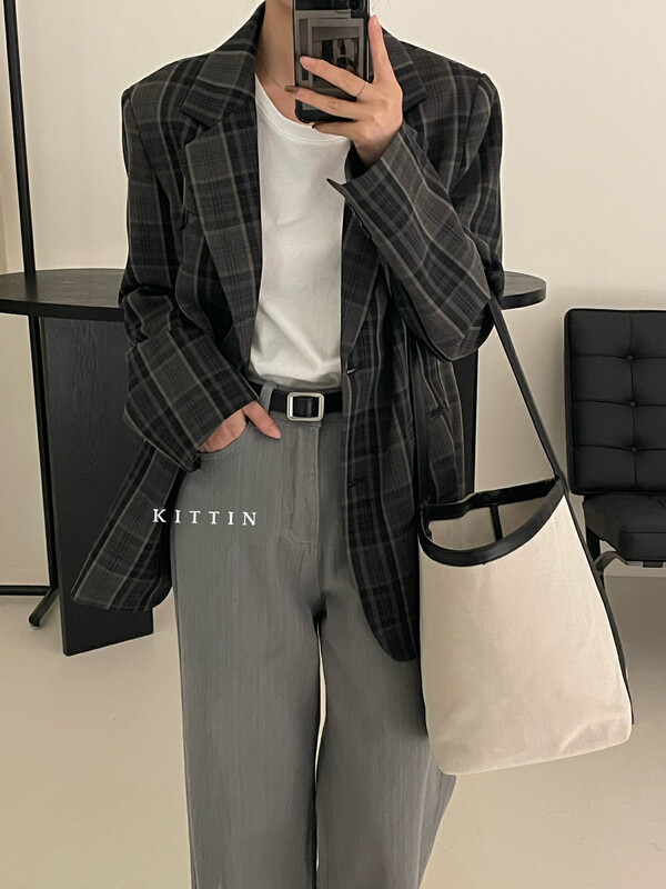 【KITTIN】Korean Retro Plaid Suit 260