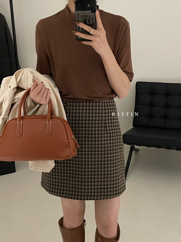 【KITTIN】Korean version of simple plaid short skirt 606FW