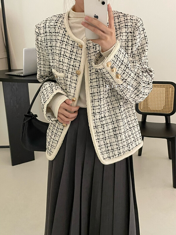【KITTIN】Korean Small Fragrance Double Pocket Short Jacket 263
