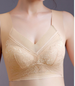 Gulasu seamless ice silk no steel ring bra one-piece bra lace large size anti-sagging beautiful back underwear women's vest