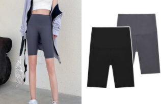 Sharkskin five-point leggings, women's outer wear, summer shorts, tight-fitting elastic yoga riding pants, high-waisted three-point safety pants