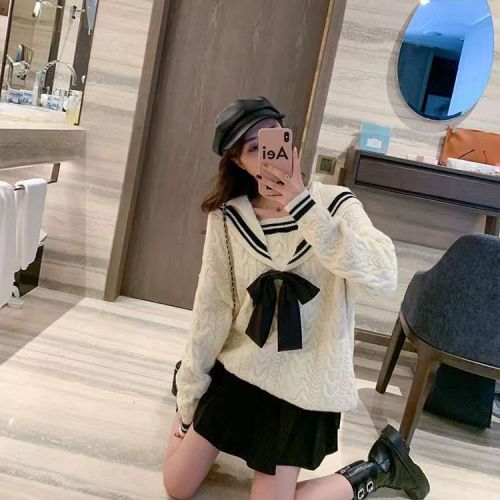 Spring women's new 2022 clothes female students Korean version loose outer wear age-reducing sweater lazy female jk uniform trend