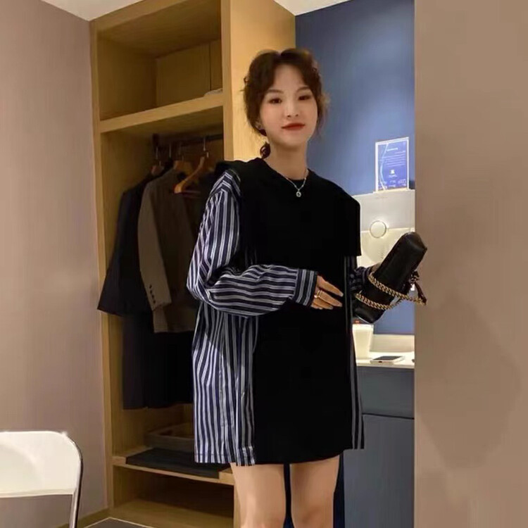 New in autumn! [Xiaofanjia] Round neck loose fake two-piece sweater 5550# LSW