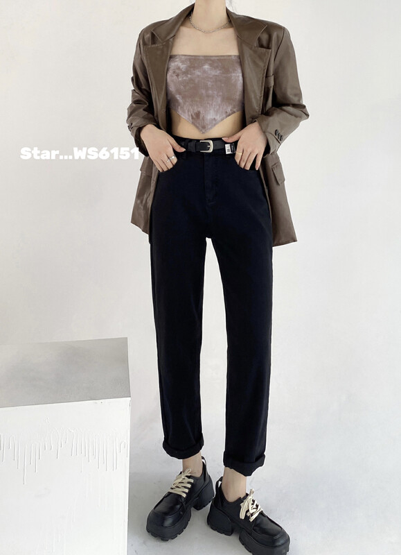 [STAR] Autumn new simple elastic thin harem jeans (with belt) WS6151-1