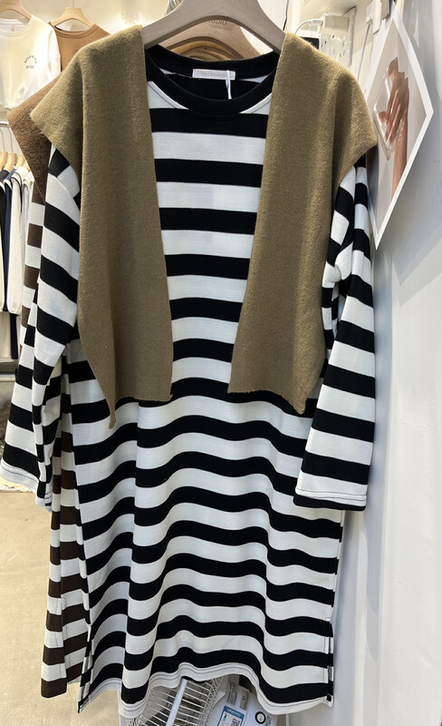 Autumn is new! [Xiaofanjia] Korean version of the round neck striped dress (with shawl) YS1-527# LSW