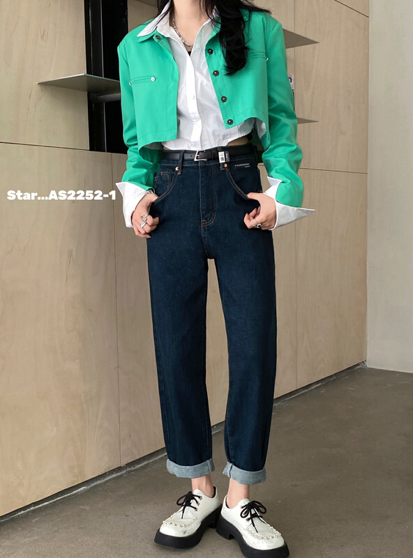[STAR] New big brand simple loose and thin harem jeans (with belt) in autumn AS2252-1# CQW