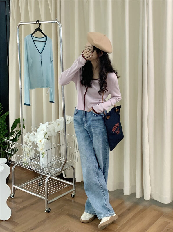New in autumn! [Rina] Korean all-match straight jeans 523U055# ZXX