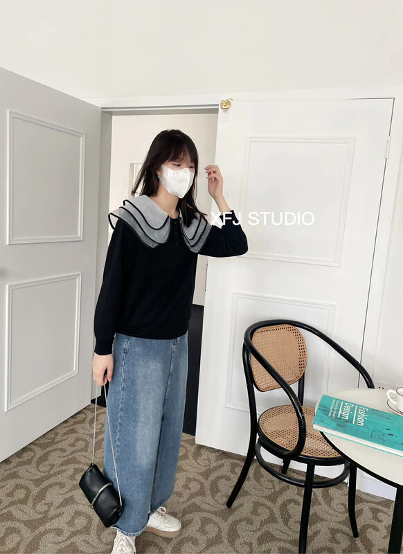 New in early autumn! [Xiaofanjia] Contrast color multi-layer doll collar characteristic casual sweater 512# LSW