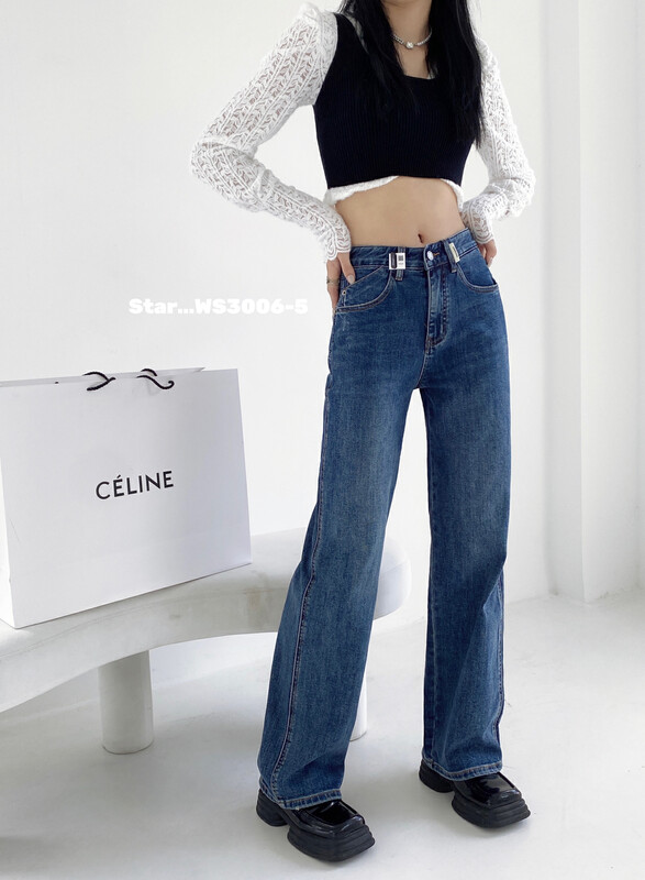 【STAR】Fall new loose all-match casual straight wide-leg jeans WS3006-5# CQW