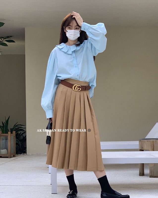 New in early autumn!【A.K SKYLAN】Side slit pleated skirt 82768# ZXL