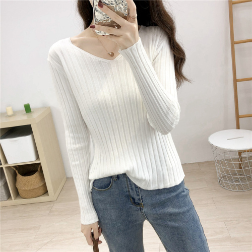 Autumn and winter  new style lazy wind loose pullover v-neck long-sleeved bottoming knitted sweater women's outer top