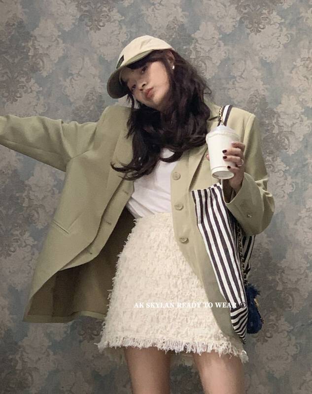 New in early autumn!【A.K SKYLAN】High waist solid color fringed skirt 82723# ZXL