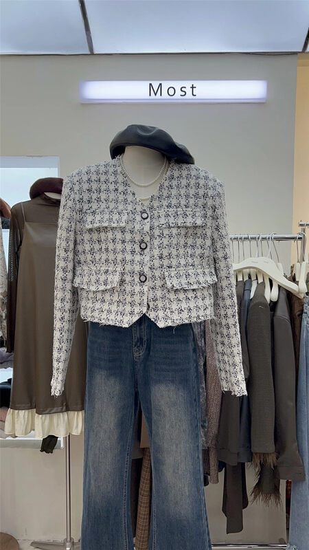 Autumn is new! [MOST] Contrast color small fragrance temperament short coat (only sells coat) 97595# ZJY