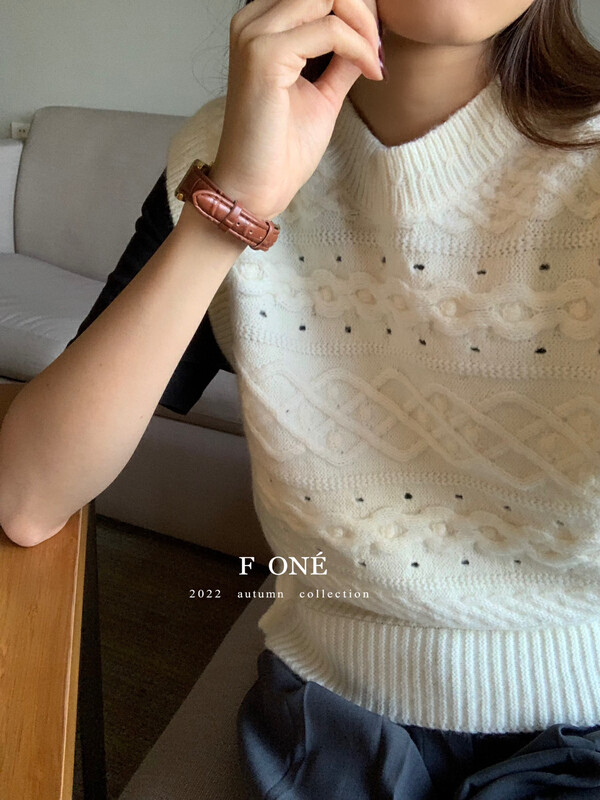 New in autumn! [F ONE] Simple solid color twist vest/sling (including 20% ​​cashmere) 26205# WPL