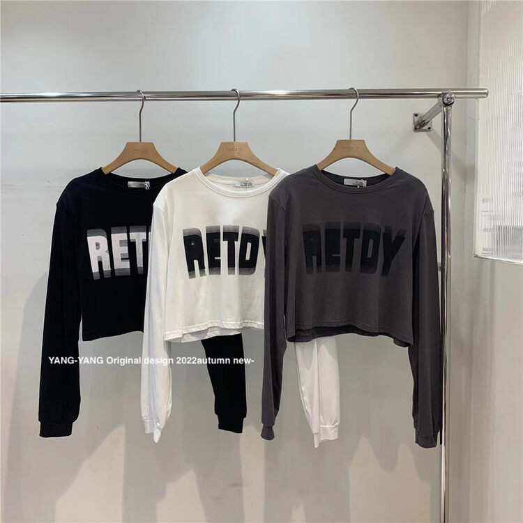 New in autumn! [YANG-YANG] Alphabet trend loose long-sleeved T-shirt C5109# CLS
