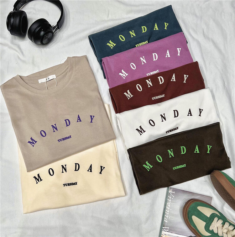 New in early autumn! [Rina] Letters are comfortable and versatile casual short-sleeved T-shirt 123C209# ZXX