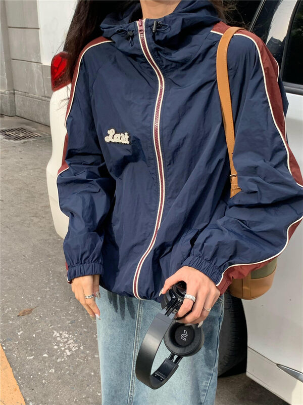 New in early autumn! [Rina] hooded zipper color-blocking comfortable short coat 223L015# ZXX